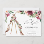 Zwei Mädchen boho rustikale Blumendusche Einladung (Vorderseite)