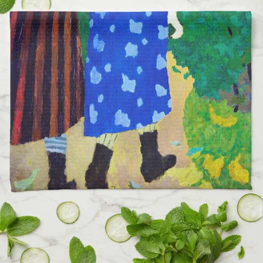 Zwei Mädchen, Edouard Vuillard Geschirrtuch (Gefaltet)