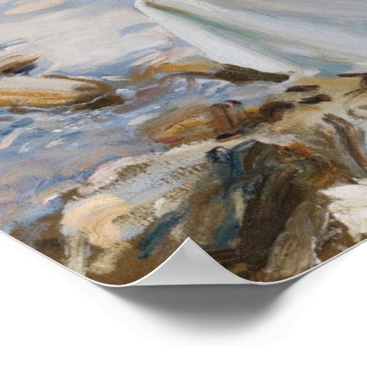 Zwei Mädchen fischen, Sargent 1918 Poster (Ecke)