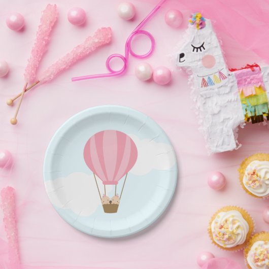 Zwei Mädchen in Hot Air Balloon Babydusche Pappteller (Party)