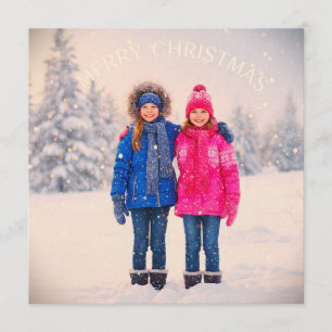 ZWEI MÄDCHEN KINDER IN SCHNEE SZENE WEIHNACHTS DES EINLADUNG