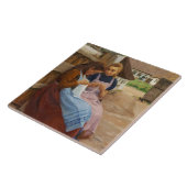 Zwei Mädchen mit Arbeit in einem Bauernhof Fliese (Seite)