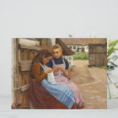 Zwei Mädchen mit Arbeit in einem Bauernhof Karte (Stehend Vorderseite)