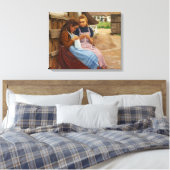 Zwei Mädchen mit Arbeit in einem Bauernhof Leinwanddruck (Insitu (Schlafzimmer))