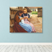 Zwei Mädchen mit Arbeit in einem Bauernhof Leinwanddruck (Insitu (Holzboden))