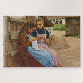 Zwei Mädchen mit Arbeit in einem Bauernhof Puzzle