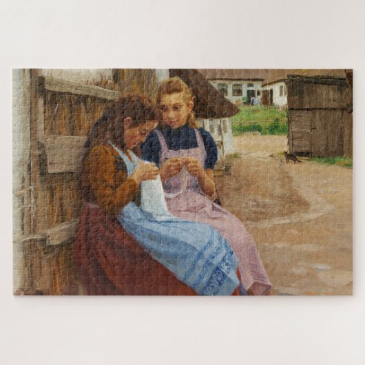Zwei Mädchen mit Arbeit in einem Bauernhof Puzzle (Horizontal)
