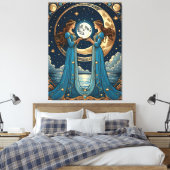 zwei Mädchen mit einem Fantasiemond Leinwanddruck (Insitu (Schlafzimmer))