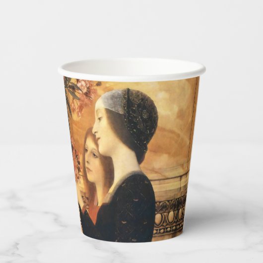Zwei Mädchen mit einem Oleander von Gustav Klimt Pappbecher (Rückseite)