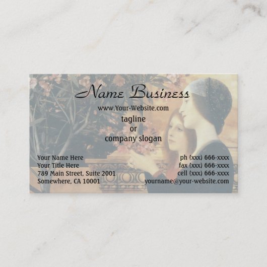 Zwei Mädchen mit einem Oleander von Gustav Klimt Visitenkarte (Vorderseite)