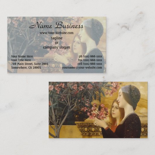 Zwei Mädchen mit einem Oleander von Gustav Klimt Visitenkarte (Vorne/Hinten)