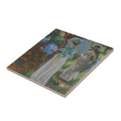 Zwei Mädchen mit Sonnenschirmen Fliese (Seite)