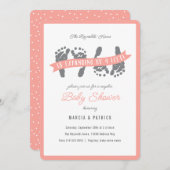 Zwei Mädchen Paare Pink Peach Dusche Baby Dusche Einladung (Vorne/Hinten)