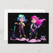 Zwei Mädchen spielen Gitarre Postkarte (Vorne/Hinten)