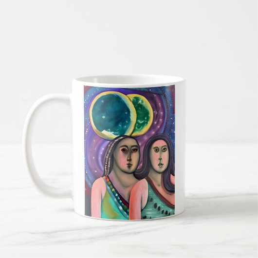 Zwei Mädchen unter dem Mond Kaffeetasse (Links)