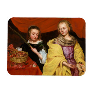 Zwei Mädchen wie Saint Agnes und Saint Dorothea Magnet