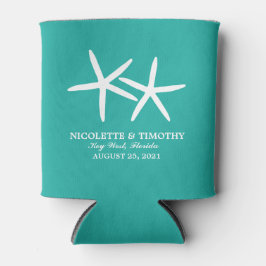 Zwei magere Starfish | Aquamarine Hochzeit Dosenkühler