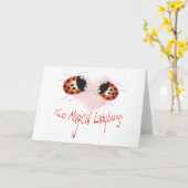 Zwei magische Marienkäfer-Gruß-Karte - besonders Karte (Gelbe Blume)