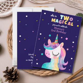 Zwei magische Regenbogenpastellfarben unicorn 2. G Einladung