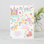 Zwei magische Regenbogenpastellfarben unicorn 2. G Einladung (Stehend Vorderseite)