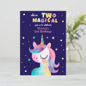 Zwei magische Regenbogenpastellfarben unicorn 2. G Einladung (Stehend Vorderseite)