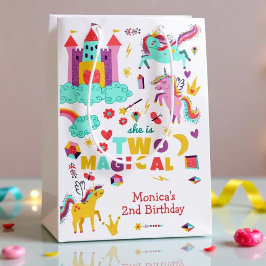 Zwei magische Regenbogenpastellfarben unicorn 2. G Mittlere Geschenktüte