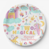 Zwei magische Regenbogenpastellfarben unicorn 2. G Pappteller (Vorderseite)