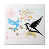 Zwei majestätische Vögel Fliese (Vorderseite)