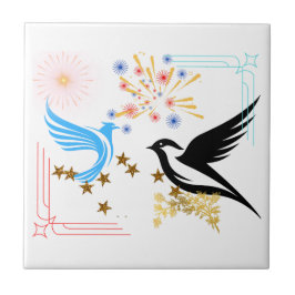 Zwei majestätische Vögel Fliese