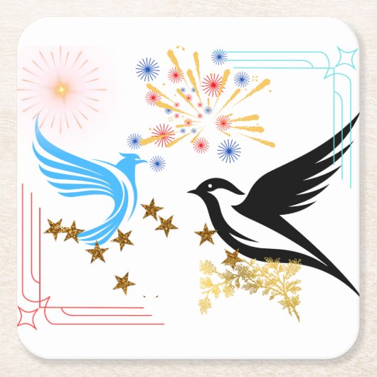 Zwei majestätische Vögel Rechteckiger Pappuntersetzer (Vorderseite)