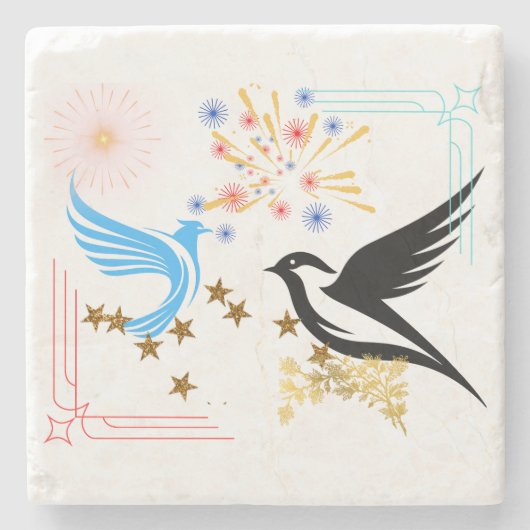 Zwei majestätische Vögel Steinuntersetzer (Vorderseite)