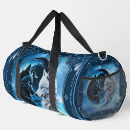 Zwei majestätische Wolfsköpfe Duffle Bag