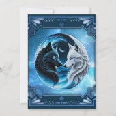 Zwei majestätische Wolfsköpfe Einladung (Rückseite)