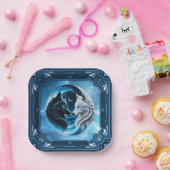 Zwei majestätische Wolfsköpfe Pappteller (Party)