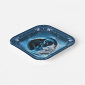 Zwei majestätische Wolfsköpfe Pappteller (Gewinkelt)