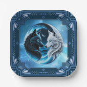 Zwei majestätische Wolfsköpfe Pappteller (Vorderseite)