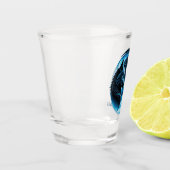 Zwei majestätische Wolfsköpfe Schnapsglas (Links)