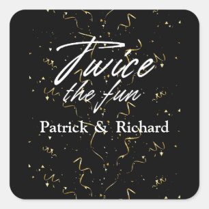 Zwei Mal der Spaß Freunde gemeinsamen Geburtstag D Quadratischer Aufkleber