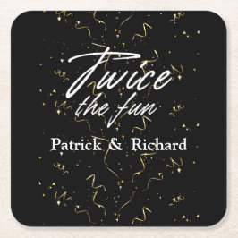 Zwei Mal der Spaß Freunde gemeinsamen Geburtstag D Rechteckiger Pappuntersetzer