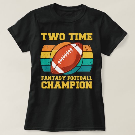 Zwei Mal Fantasy Football Champion T-Shirt (Design vorne)