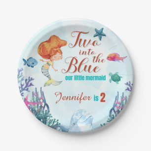 Zwei Mal in die Blue Orang Mermaid Girls 2. Geburt Pappteller