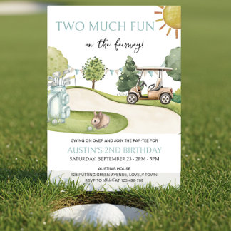 Zwei Mal Spaß Golf Thema 2. Geburtstags-Par-tee Einladung