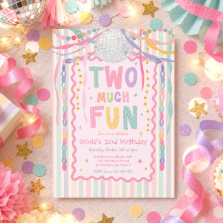 Zwei Mal Spaß Whimsical Mädchen 2. Geburtstagsfeie Einladung