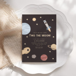 Zwei Mal vom Mond erblasen Kinder Weltraum Geburts Einladung