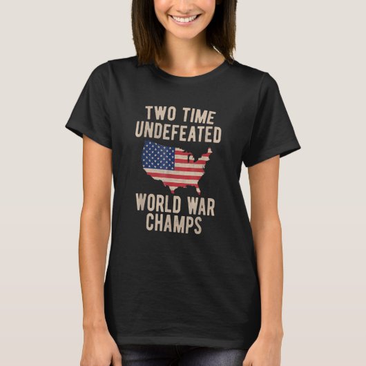 Zwei Mal WW1 WW2 American Flag Champions T-Shirt (Vorderseite)