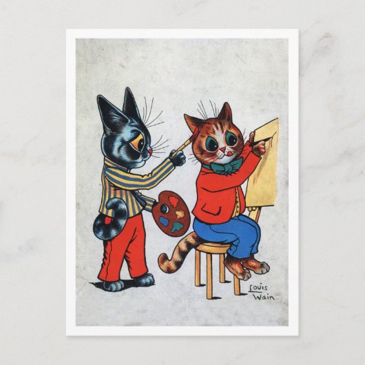 Zwei Malerkatze, Louis Wain Postkarte (Vorderseite)