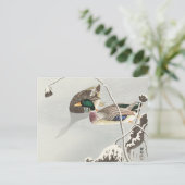 Zwei Mallards in der Nähe einer schneebedeckten Lo Postkarte (Stehend Vorderseite)