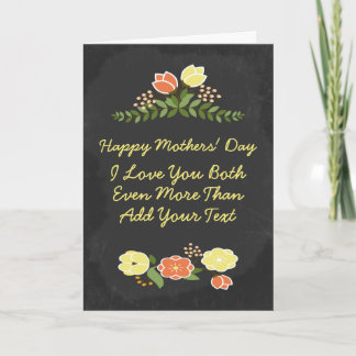 Zwei Mamas Liebe Sie Personalisierten Blume Chalkb Karte