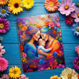 Zwei Mamas mit dem Baby Notizblock