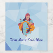 Zwei Mamas mit Twins Weinetikett (Einzelnes Label)